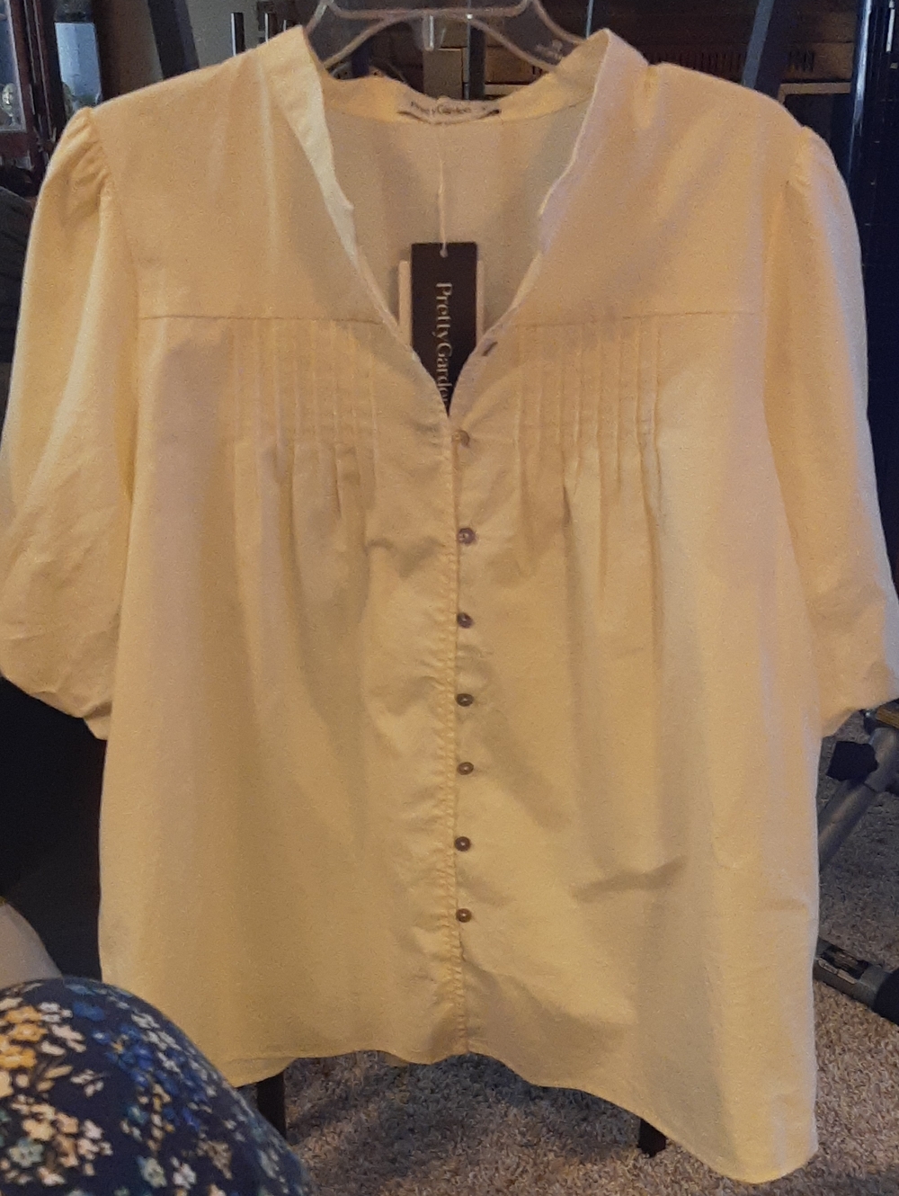 Pretty Gardener Pale Yellow Button-Front Blouse